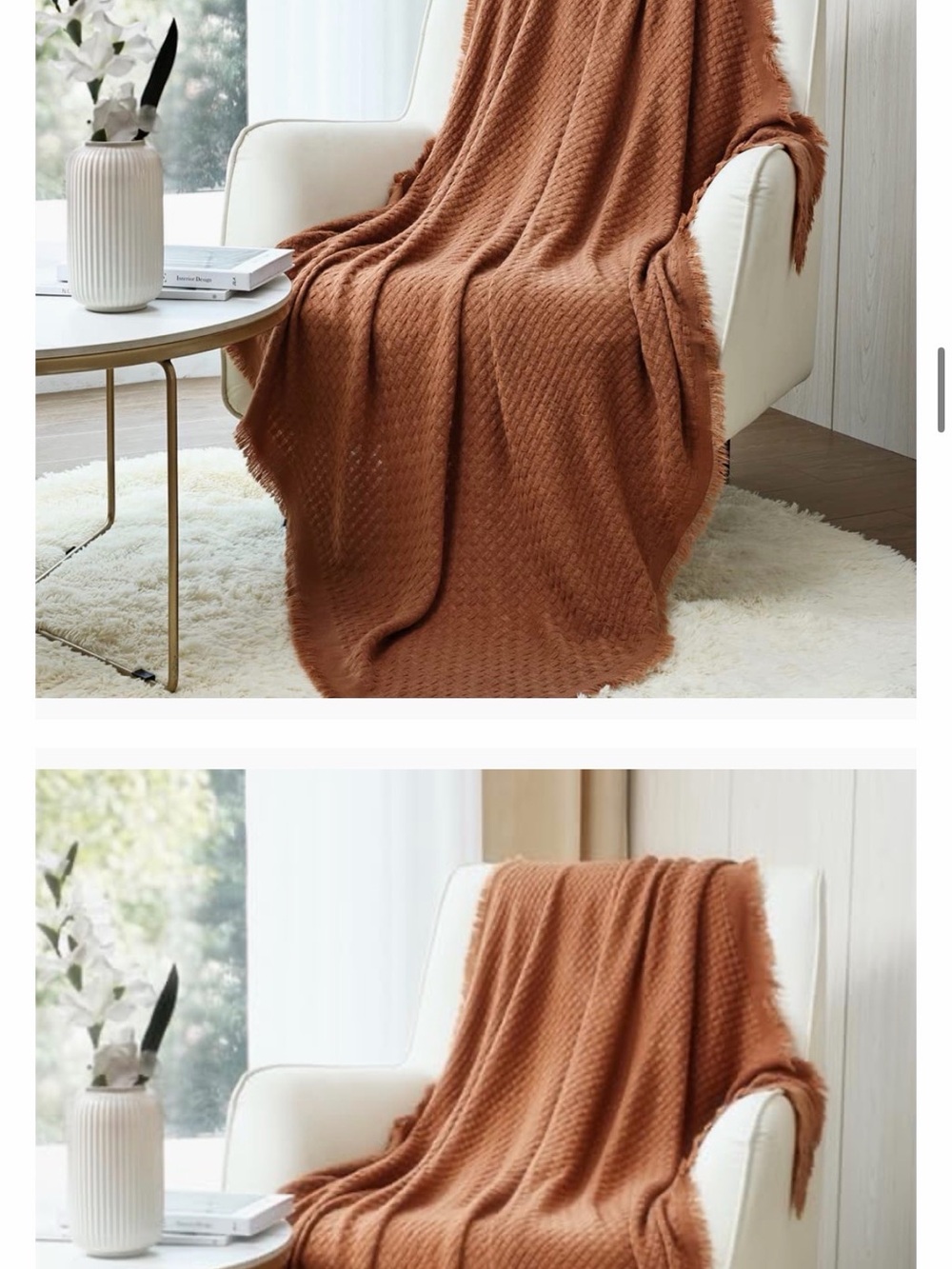Cozy Waffle Knit Throw Blanket - Rust
